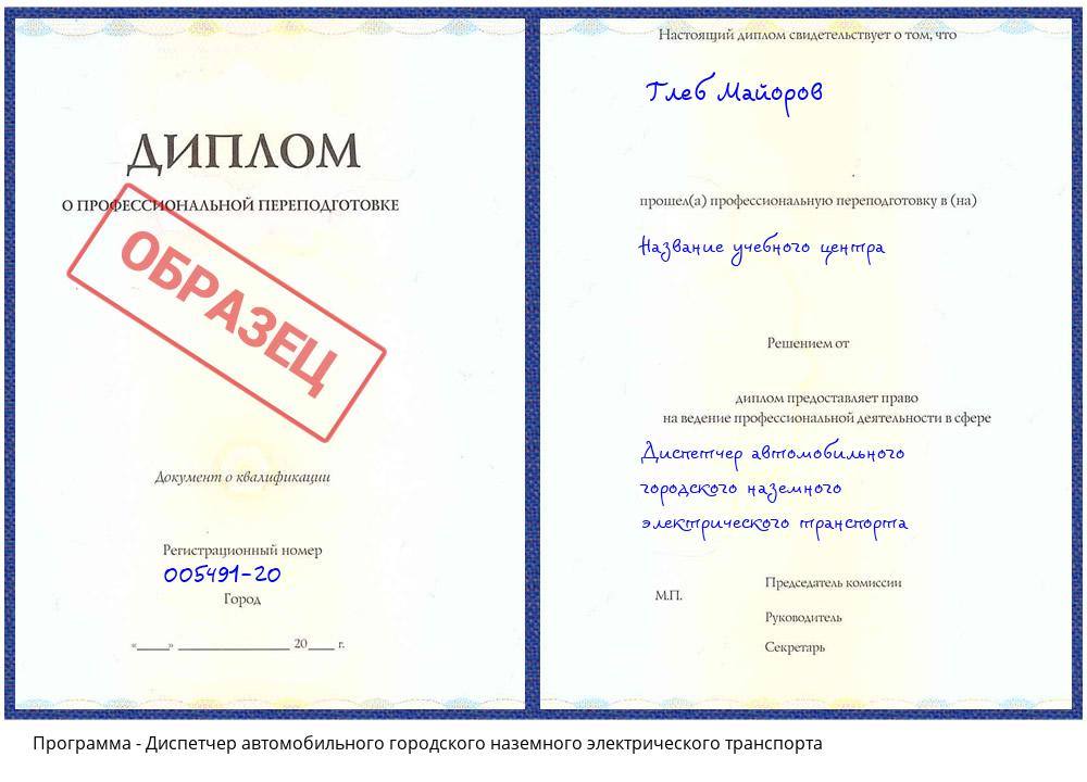 Диспетчер автомобильного городского наземного электрического транспорта Ростов