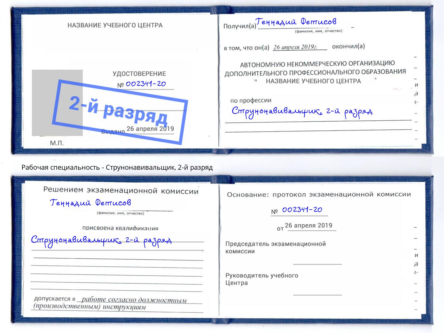 корочка 2-й разряд Струнонавивальщик Ростов