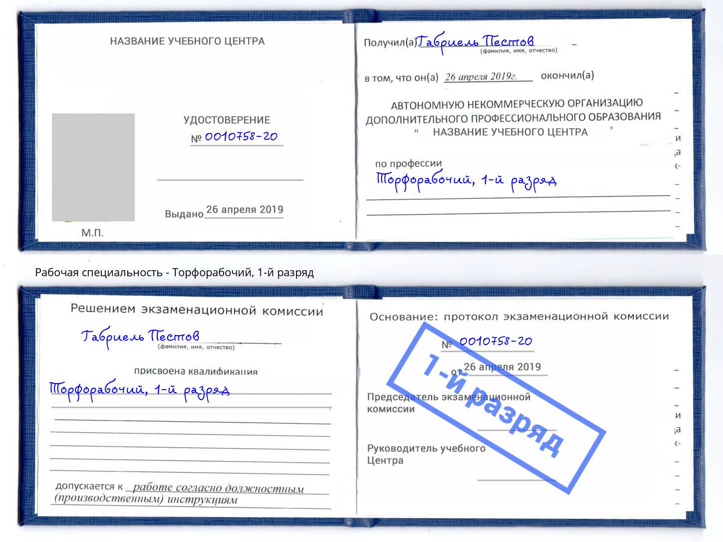 корочка 1-й разряд Торфорабочий Ростов